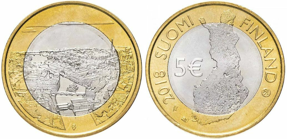 Финляндия 5 евро, 2018 Финский пейзаж - Национальный парк Таммеркоски UNC