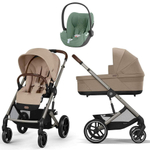 Коляска Cybex Balios S Lux TPE complete Cloud T Leaf Green Plus Base T 4 в 1 Almond Beige с дождевиками