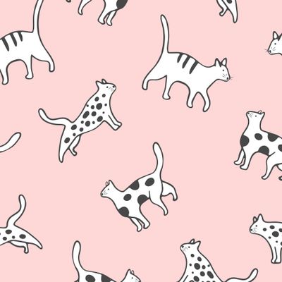 Коты на светло-розовом фоне