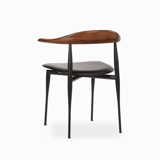 Обеденный стул Olten стальной каркас, сиденье черная экокожа, деревянная спинка