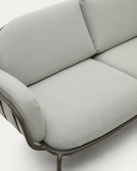 Уличный диван Joncols из серой ткани и зеленым алюминиевым каркасом 164 см