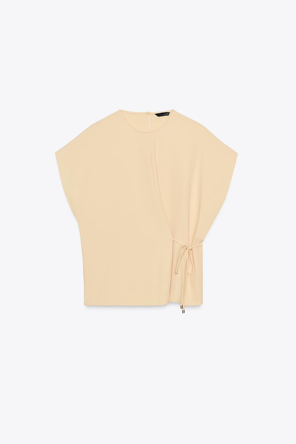 ZARA ТОП ИЗ СТРУЯЩЕЙСЯ ТКАНИ СО ШНУРКОМ, ЖЕЛТЫЙ