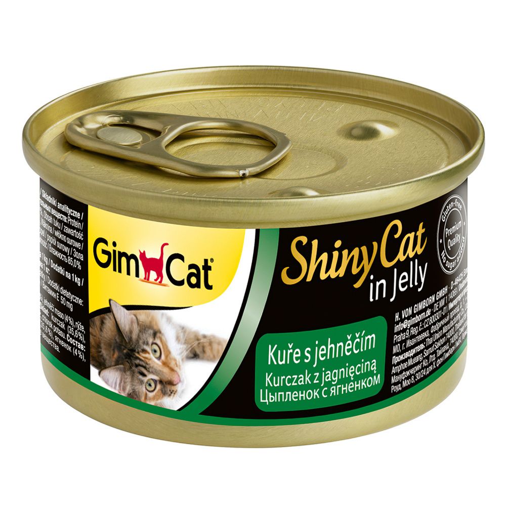 GimCat ShinyCat консервы для кошек из цыпленка с ягненком, банка (70 г)