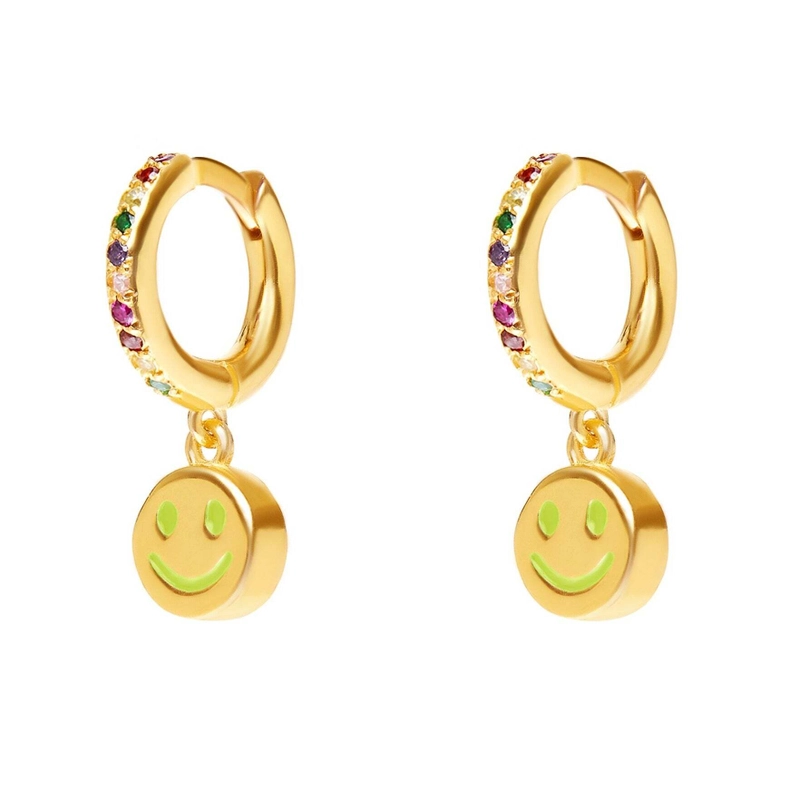 Серьги-кольца Счастливая Радужная Звезда с Эмалью