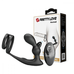 Вибростимулятор простаты с эрекционным кольцом черный 13,5 см