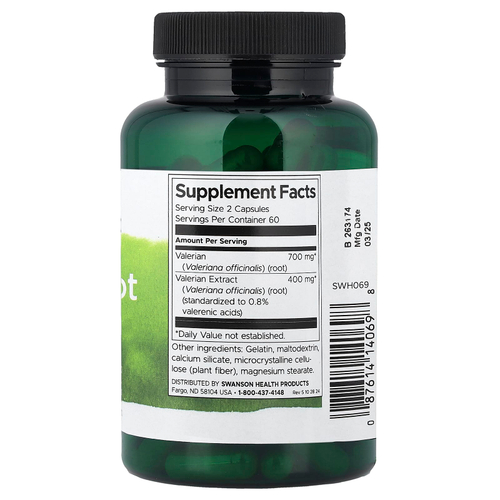 Swanson Vitamins, Экстракт корня валерианы, стандартизированный, 120 капсул