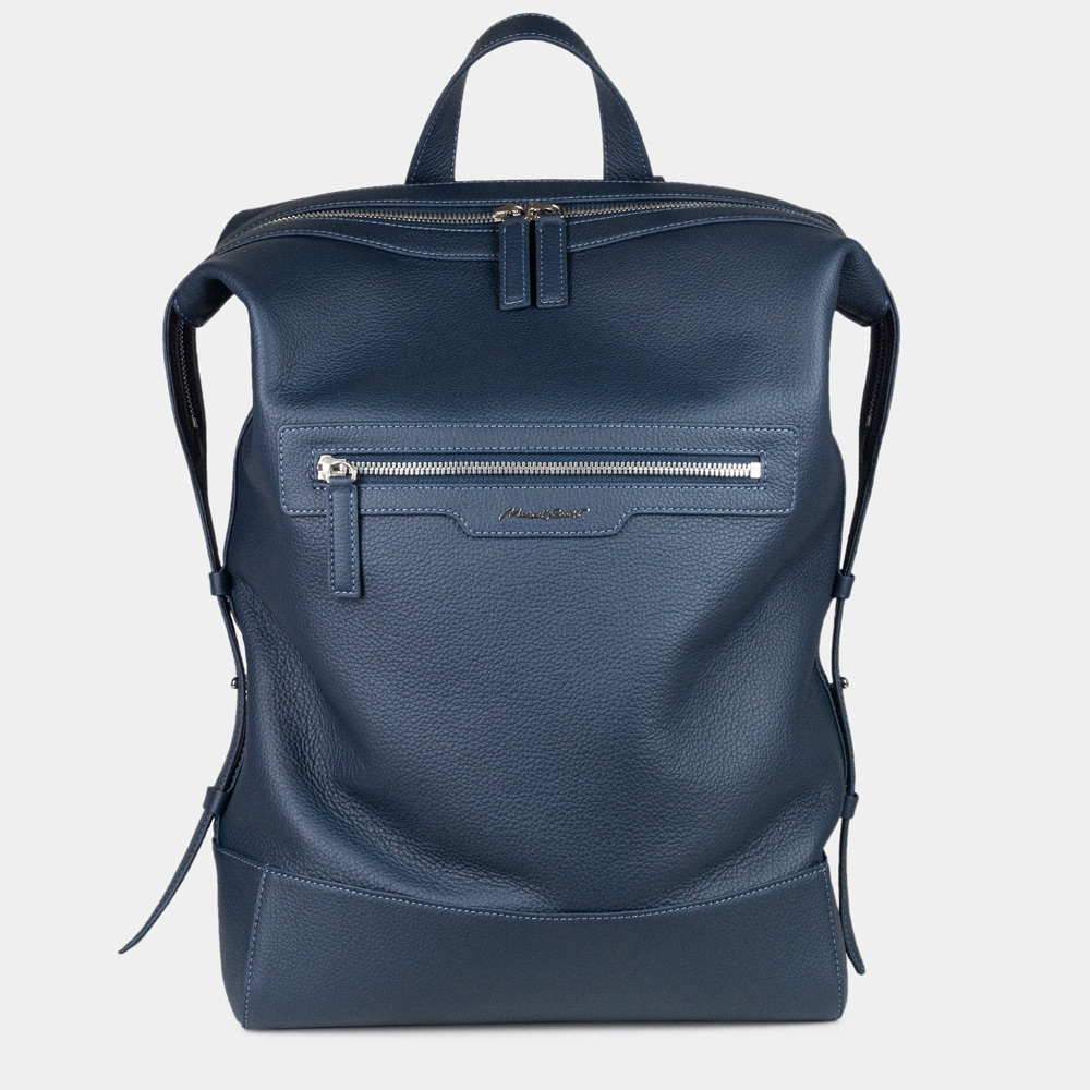 Рюкзак Rousseau из кожи теленка, синего цвета