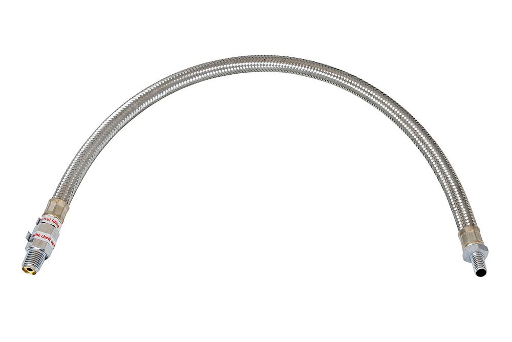 Шланг метализированый 50 см с обратным клапаном, 1/8&quot; (папа) х 1/4&quot; (папа)