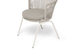 "Люксембург" стул плетеный из роупа, каркас из стали (RAL1013) муар, роуп бежевый круглый, ткань бежевая 15052