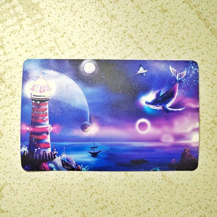 Наклейка на карту "Маяк и кит"