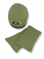 Детская шапка с шарфом для мальчика на весна