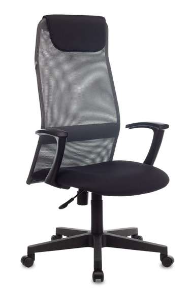 Кресло руководителя Бюрократ KB-8 темно-серый TW-04 TW-12 сетка/ткань с подголов. крестов. пластик