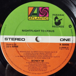 Винтажная виниловая пластинка LP Бони М Boney M Nightflight To Venus (UK 1978) Rasputin