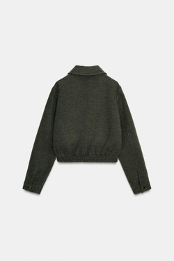 ZARA БОМБЕР ИЗ МЯГКОЙ ТКАНИ, ХАКИ