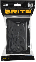 BRITE Розетка 2-местная с заземлением без защитных шторок плоская 16А в сборе РСПл12-3-БрЧ черный IEK