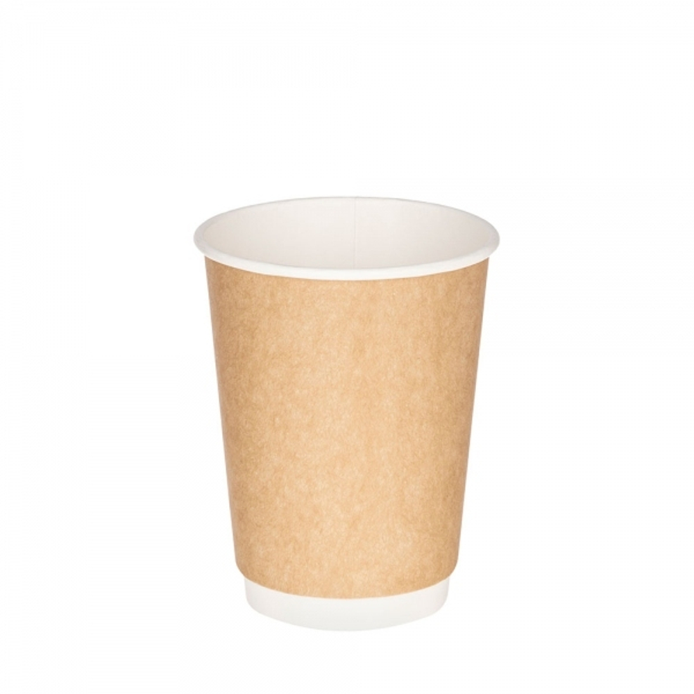 ФЦ Стакан 300 мл бумажный двухслойный КРАФТ  25шт/уп, 500 шт кор.