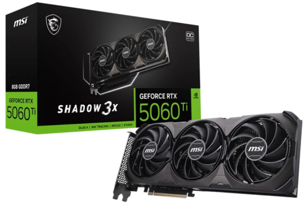 Видеокарта MSI GeForce RTX 5060 TI SHADOW 3X OC CLASSIC (RTX 5060 Ti 8G SHADOW 3X OC CLASSIC)