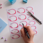 Наклейки для школы Зайка (фуксия), 56 шт