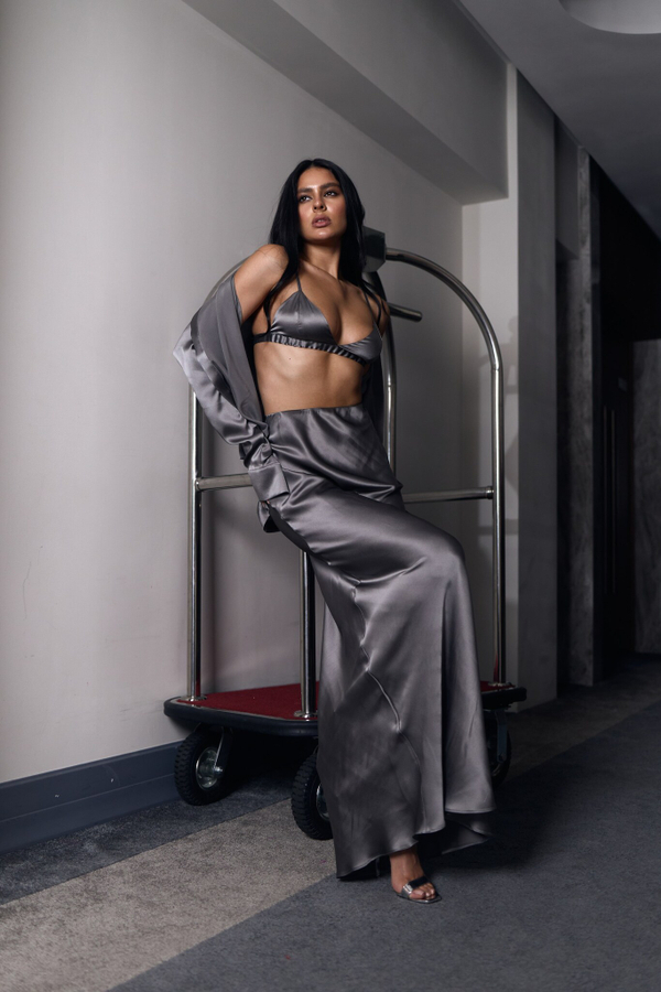 Топ шелк серый