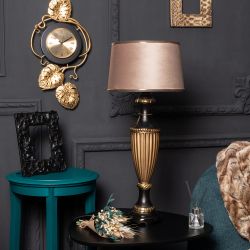 Настольная лампа Ваза Ребристая Бронза с абажуром Тюссо Капучино