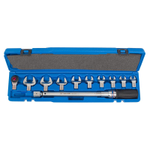 KING TONY (345202D11MR) Динамометрический ключ серии "FIT", 1/2" с набором рожковых насадок 13-30 мм, 40-200 Нм, кейс