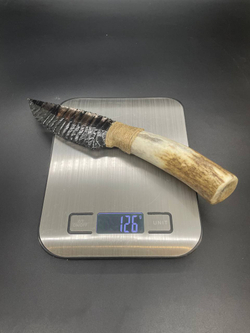 Обсидиановый нож с рукоятью из рога оленя 23 см