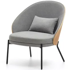 Кресло Eamy светло-серое с натуральной отделкой