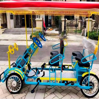 Семейный велосипед, шестиместный, голубой