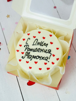 Бенто торт для мамы «с днём рождения, мамочка» с сердечками