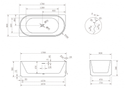 Акриловая ванна ABBER AB9438-1.7 L  170x80 см