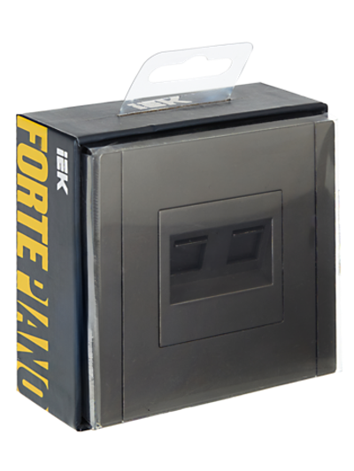 FORTE&PIANO Розетка компьютерная двойная RJ45 кат.5E FP533 сталь IEK