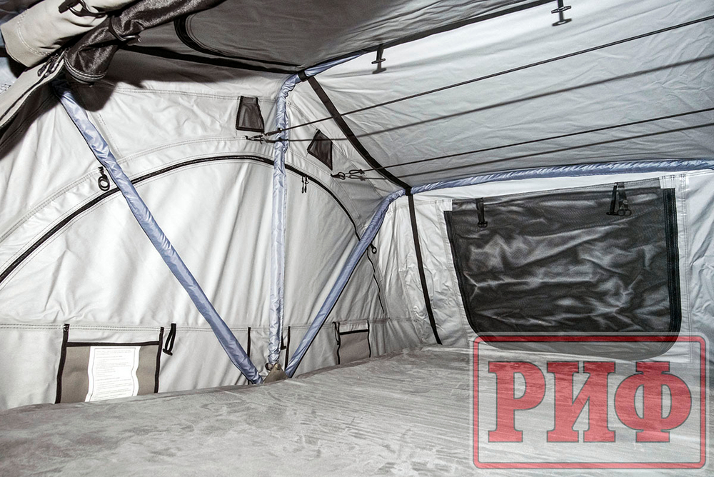 Палатка на крышу автомобиля РИФ Soft RT01-120, тент серый, 400 г, 120х240х115