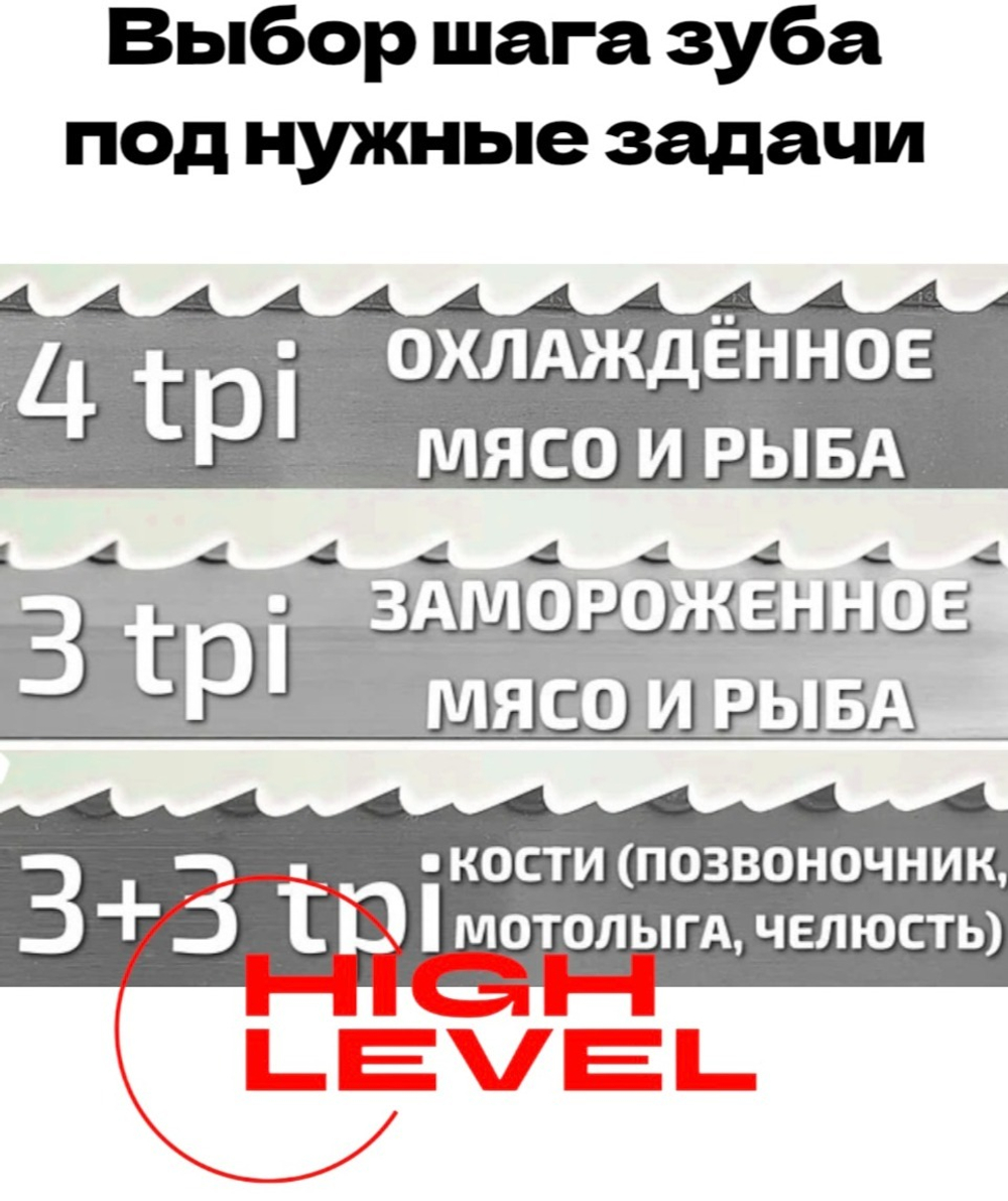 Полотно ленточное для резки мяса 20х0,56х3370 мм 4 tpi для пилы HURAKAN HKN-SE/3370