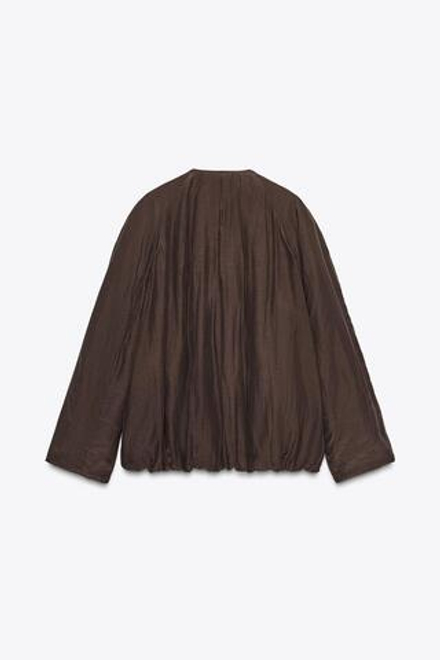 ZARA СТЕГАНАЯ КУРТКА С КАРМАНАМИ — ZW COLLECTION, КОРИЧНЕВЫЙ