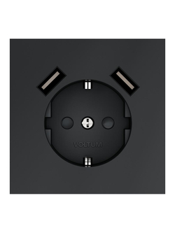 Розетка 1-м СП S70 16А с USB A+A с заземл. защ. шторки механизм графит Voltum VLS040407