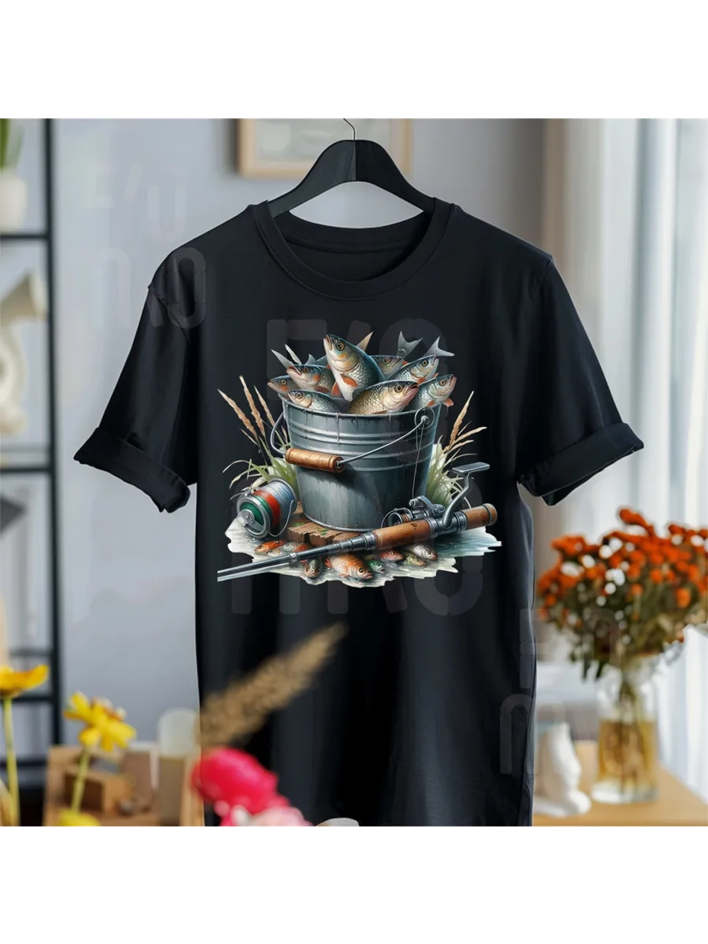 Термонаклейка на одежду, термопринт Рыбалка