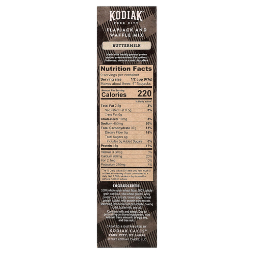 Kodiak Cakes, Power Cakes®, смесь для лепешек и вафель, пахта, 567 г (20 унций)