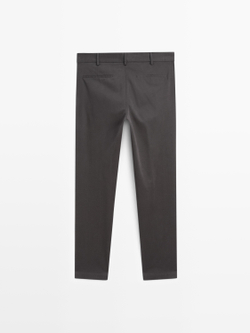 Massimo Dutti Зауженные брюки из саржи, серый