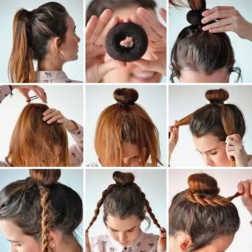 Заколка валик для создания пучка d-10см, цвет черный (лейбл Стиль в деталях)