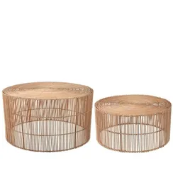Набор из 2 журнальных столиков Elmima из ротанга Ø66 и Ø55 см