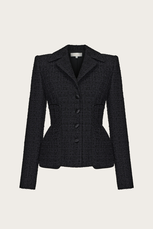 ЖАКЕТ ИЗ ЧЕРНОГО ХЛОПКОВОГО ТВИДА