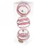 Новогодние шары 8 см (набор 3 шт) «Сказочный узор», розовый/серебро