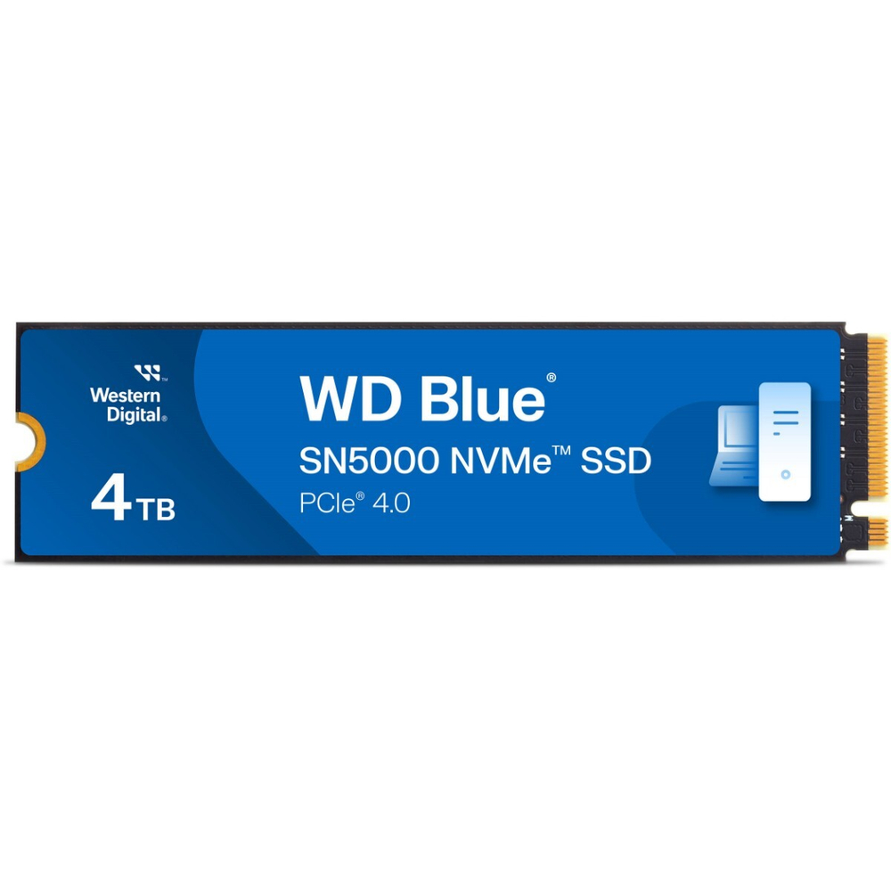 Твердотельный накопитель SSD 4TB Western Digital Blue, NVMe, M.2 2280, PCI-E 4x4 (R5500/W5000 MB/s), TBW1200
