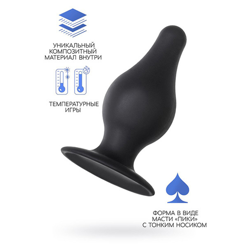 Черная анальная втулка 11см Erotist Toys Anal Plug Spade Size L