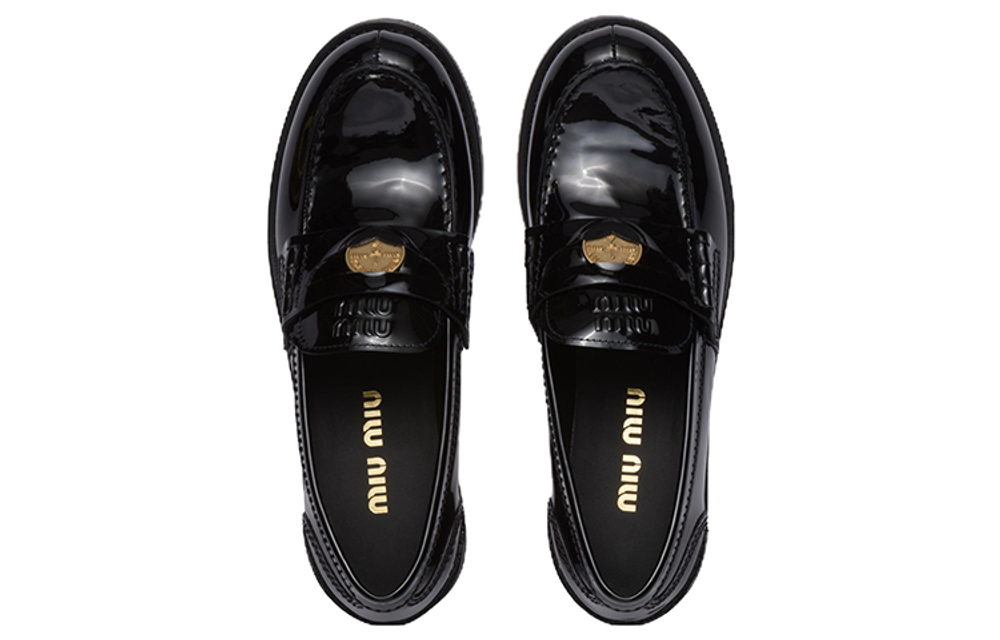 MIU MIU Logo-plaque Patent-leather Loafers