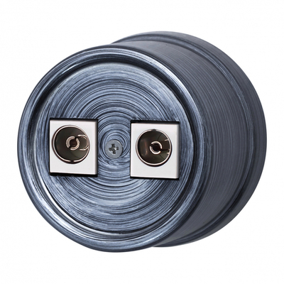 Розетка телевизионная двойная, оконечная, пластик, серебряный век B1-306-11