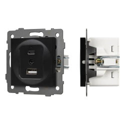 Механизм USB розетки SCT-MUAC-PL-BK-V (5V, 3A, QC4) (Arlight, -) 049838