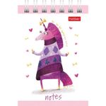 Блокнот МАЛЫЙ ФОРМАТ (75х105 мм) А7, 40 л., гребень, тонированный блок, без линовки, HATBER "Единорожки", 40Б7Вгр