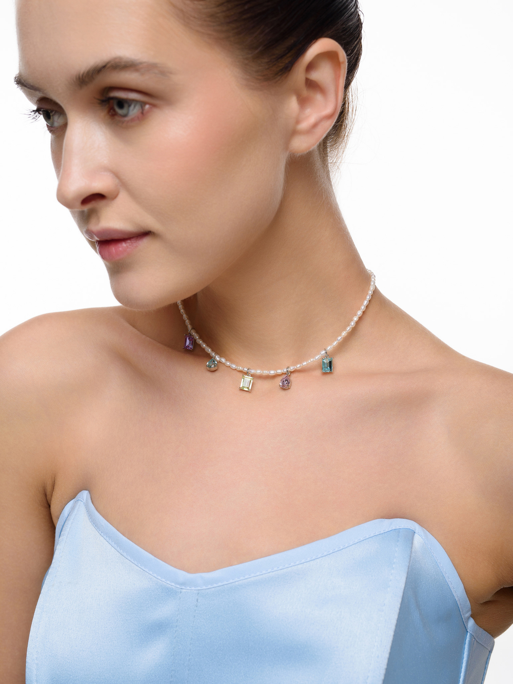 Колье "Pearl mix" Silver