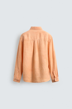 ZARA РУБАШКА ИЗ 100% ЛЬНА, ОРАНЖЕВЫЙ